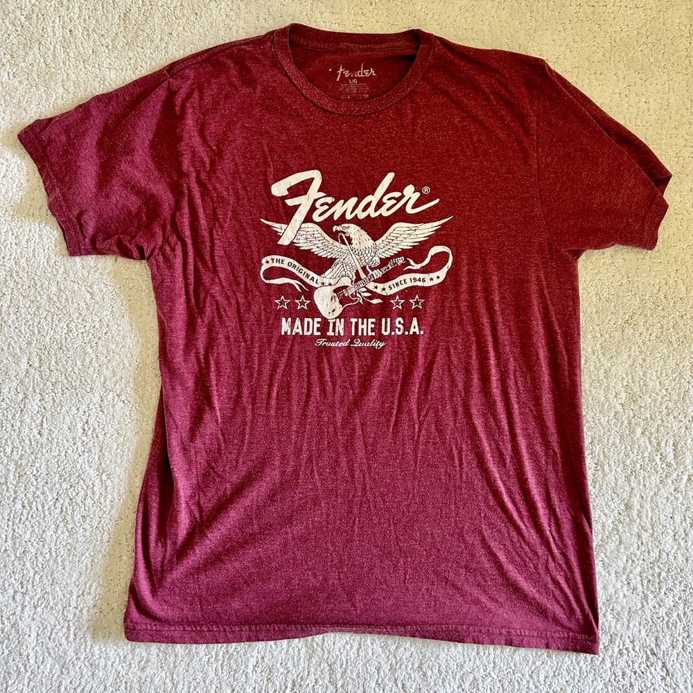 Fender Red Short Sleeve Tee with Vintage Graphic